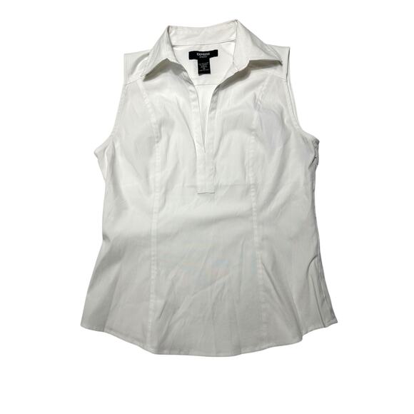 Y2k Express Women's Sleeveless White Stretch Blouse Size 10 - Picture 1 of 9
